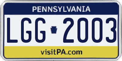 PA license plate LGG2003