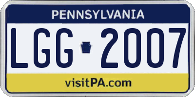 PA license plate LGG2007