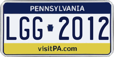 PA license plate LGG2012