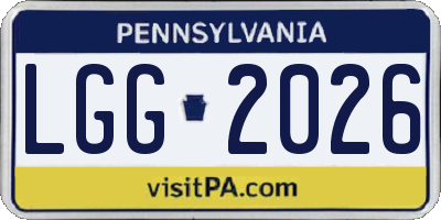 PA license plate LGG2026