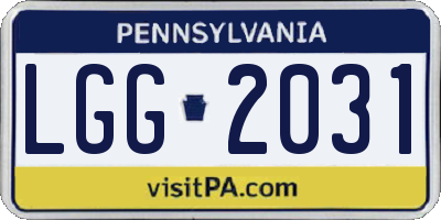 PA license plate LGG2031
