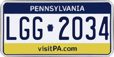 PA license plate LGG2034