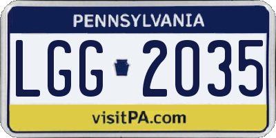 PA license plate LGG2035
