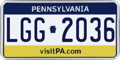 PA license plate LGG2036
