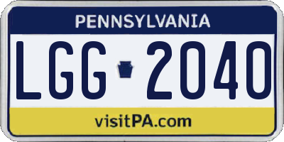PA license plate LGG2040