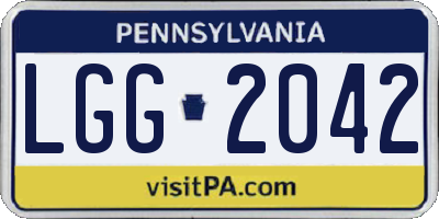 PA license plate LGG2042