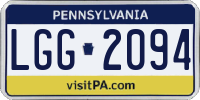 PA license plate LGG2094