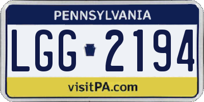 PA license plate LGG2194