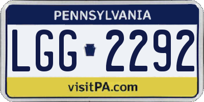 PA license plate LGG2292
