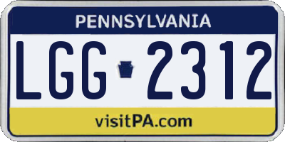 PA license plate LGG2312