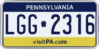 PA license plate LGG2316