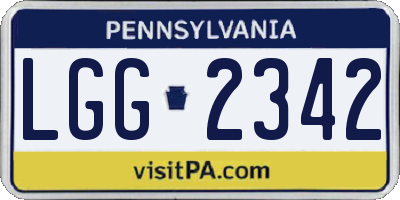 PA license plate LGG2342