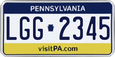 PA license plate LGG2345