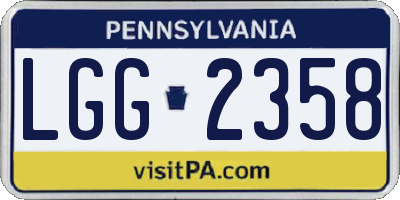 PA license plate LGG2358