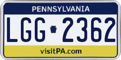 PA license plate LGG2362