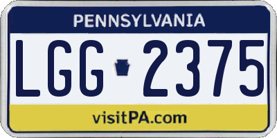 PA license plate LGG2375