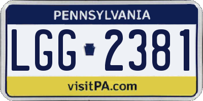 PA license plate LGG2381