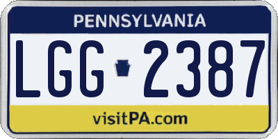 PA license plate LGG2387
