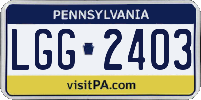 PA license plate LGG2403