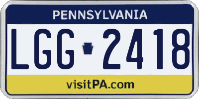 PA license plate LGG2418