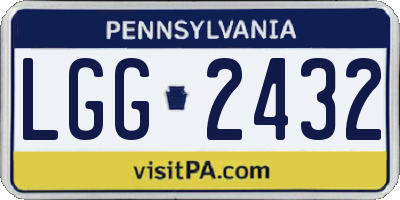 PA license plate LGG2432