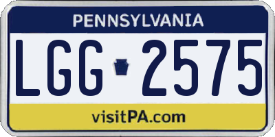 PA license plate LGG2575