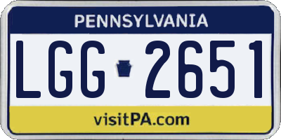 PA license plate LGG2651