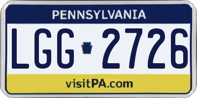 PA license plate LGG2726