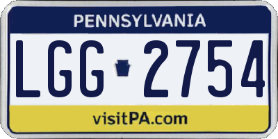 PA license plate LGG2754