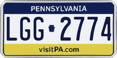 PA license plate LGG2774