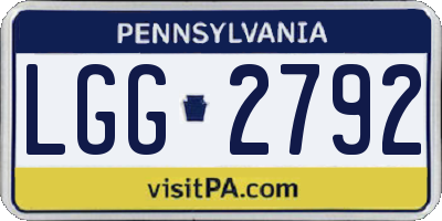 PA license plate LGG2792