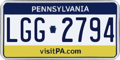 PA license plate LGG2794