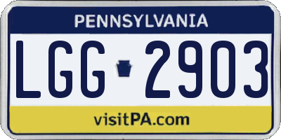 PA license plate LGG2903