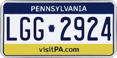PA license plate LGG2924
