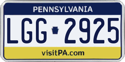 PA license plate LGG2925