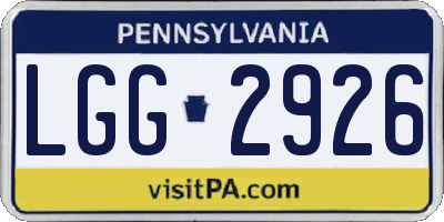 PA license plate LGG2926