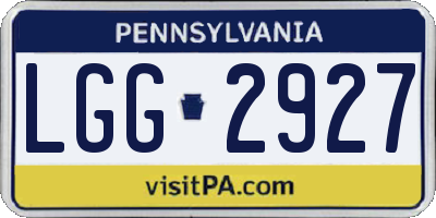 PA license plate LGG2927