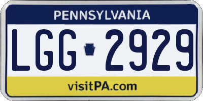 PA license plate LGG2929