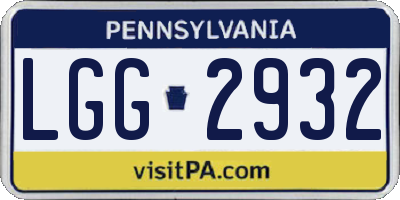 PA license plate LGG2932