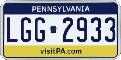 PA license plate LGG2933