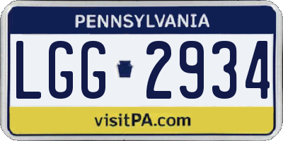 PA license plate LGG2934