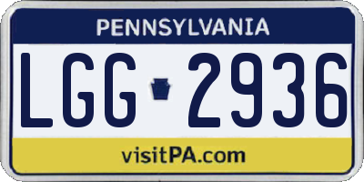 PA license plate LGG2936