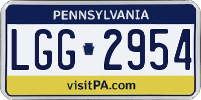 PA license plate LGG2954