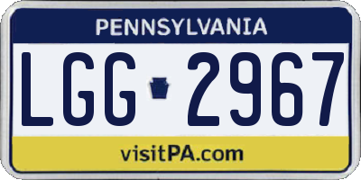 PA license plate LGG2967