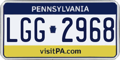 PA license plate LGG2968