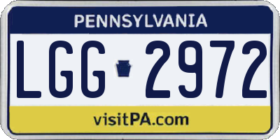 PA license plate LGG2972