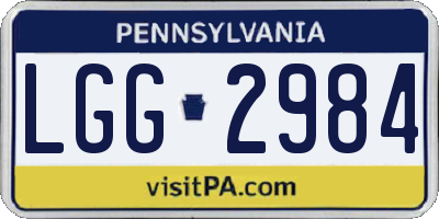 PA license plate LGG2984