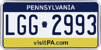 PA license plate LGG2993