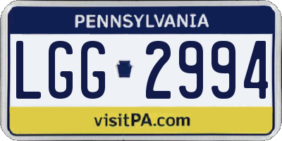 PA license plate LGG2994
