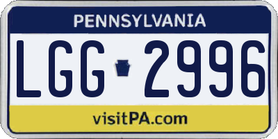 PA license plate LGG2996